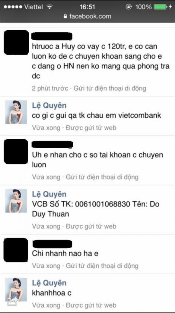 Lệ Quyên, Lệ Quyên bị hack facebook, Sao Việt, Tin Sao Việt